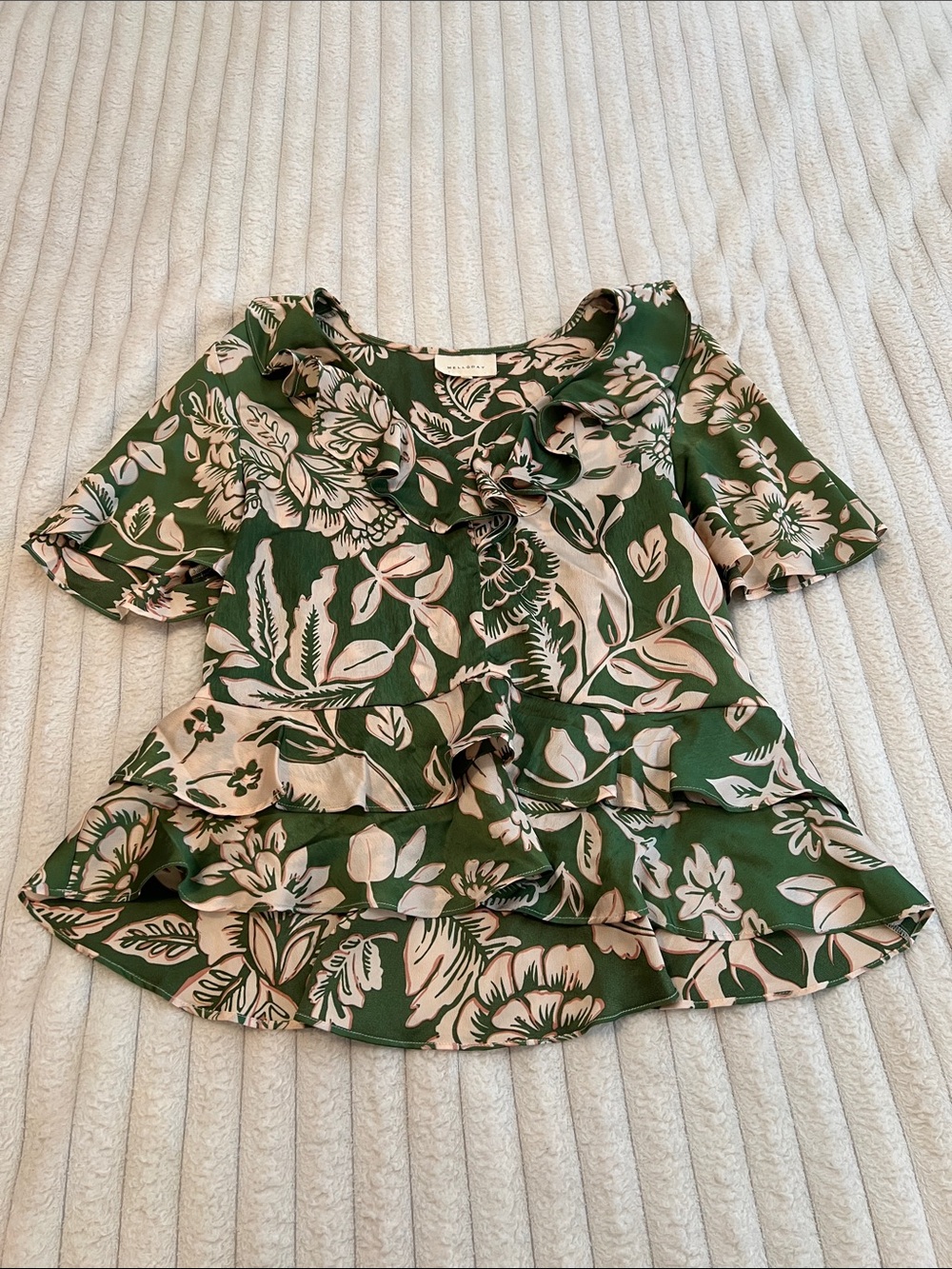 Green Floral Ruffle Women’s Top